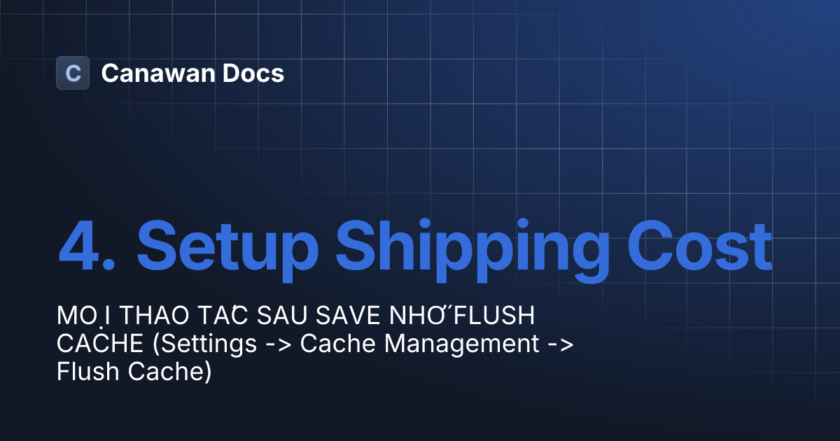 4. Setup Shipping Cost | Canawan Docs